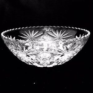 Vintage Crystal Glass Salad Fruit Flower Serving Bowl Centerpiece Table Decor
